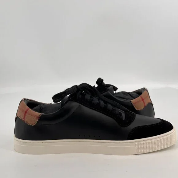 Burberry Men's Robin Vintage Check Panel Leather Low-Top Sneakers US10